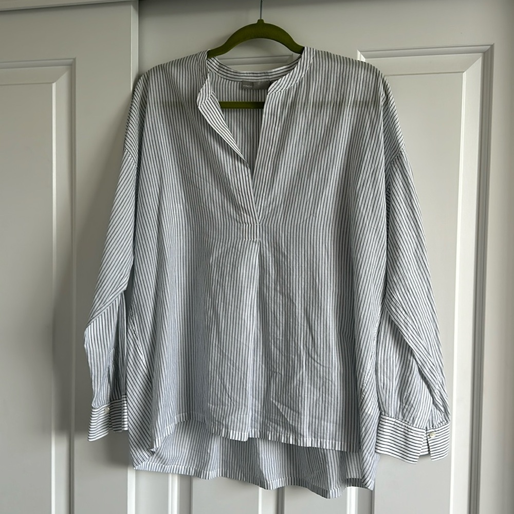 Vince Soft Cotton Oxford Stripe Shirt L